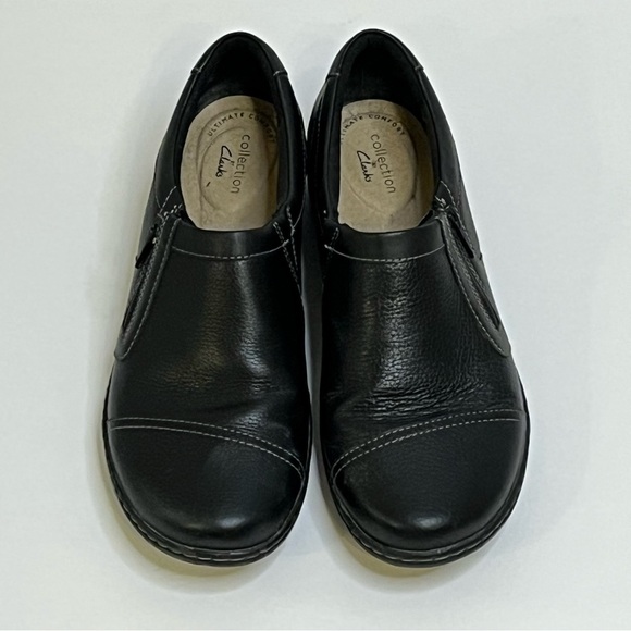 Clarks Shoes - Clarks Cora Giny Black Leather Casual Loafers Size 8.5